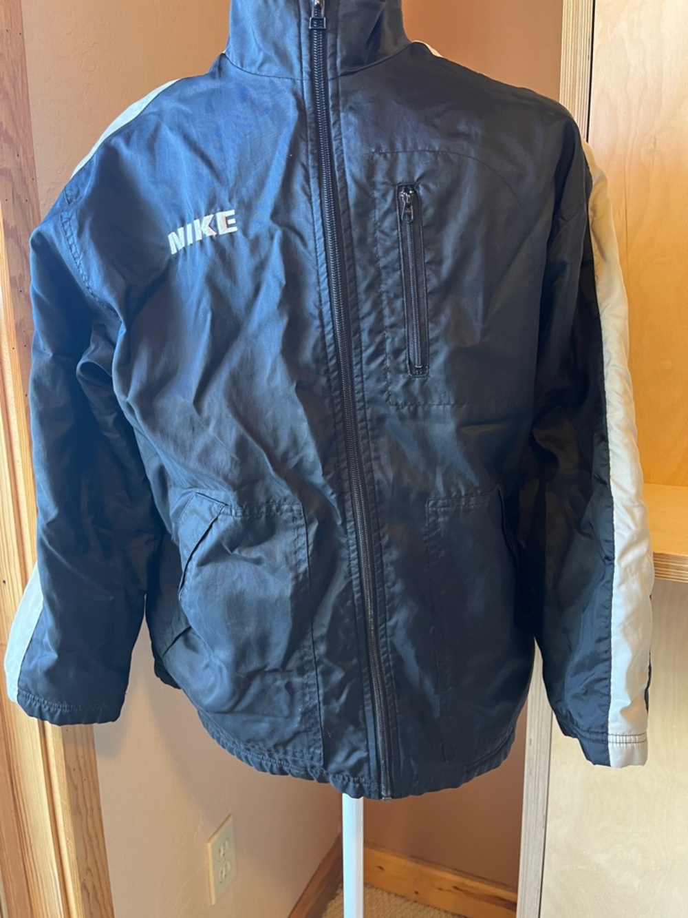 Vintage Nike Black Boys Jacket with Gray Stripes